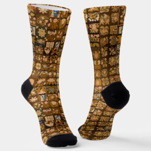 Chaussette Vintage courtepointe florale brodée avec animaux