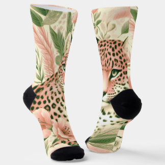 Chaussette Vintage léopard de la jungle florale
