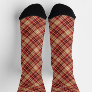 Chaussette Vintage or brun rouge diagonale plaid pays douille