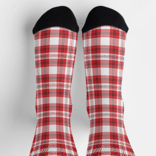 Chaussette Vintage rouge blanc et noir rustique tartan plaid