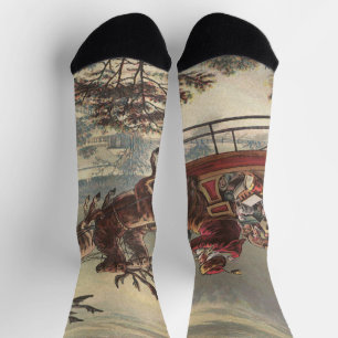 Chaussette Vintage veille de Noël victorien Père Noël traînea