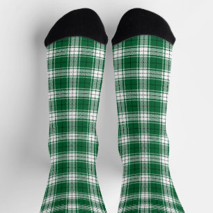 Chaussette Vintage vert noir et blanc rustique tartan plaid
