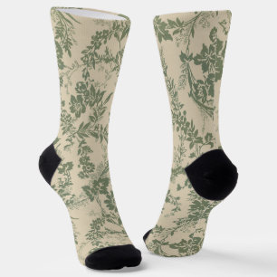 Chaussette Vintage Vibrant vert motif floral