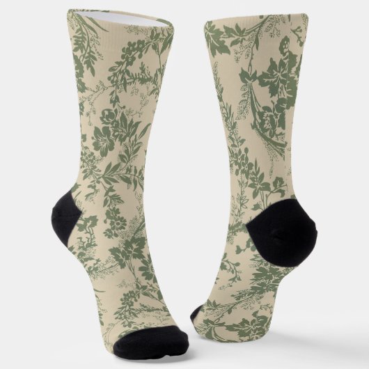 Chaussette Vintage Vibrant vert motif floral (Angulaire)