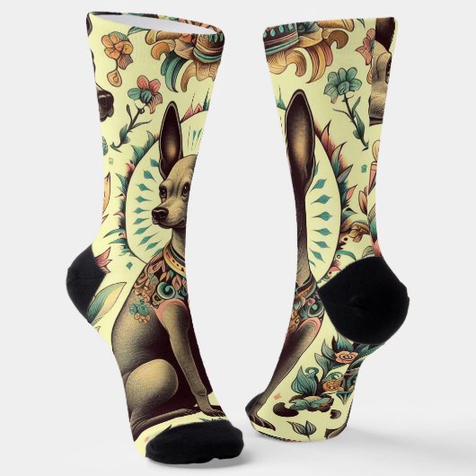Chaussette Vintage Xoloitzcuintle sans fil (Angulaire)