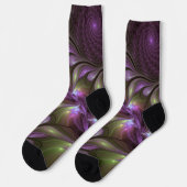 Chaussette Violet Abstrait violet violet kaki fractal (Gauche)