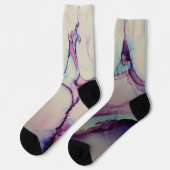 Chaussette Violet bleu et rose Abstrait Encre d'alcool Liquid (Gauche)