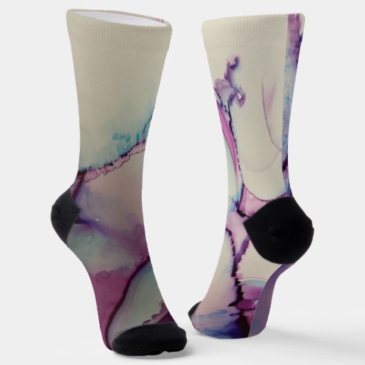 Chaussette Violet bleu et rose Abstrait Encre d'alcool Liquid (Angulaire)