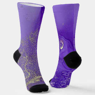 Chaussette Violet et Or Encre Alcoolique Liquide Art Folie