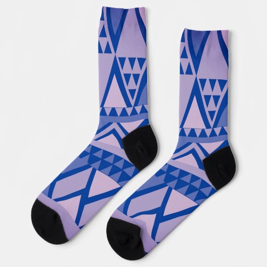 Chaussette Violet Motif d'art tribal simple (Gauche)