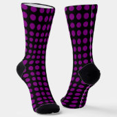 Chaussette Violet sur noir grand format Pois horizontaux (Angulaire)