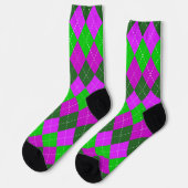 Chaussette Violet, vert et noir sport, Jacquard preppy (Gauche)