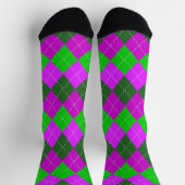 Chaussette Violet, vert et noir sport, Jacquard preppy (Haut)