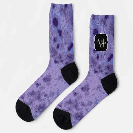 Chaussette Violet violet abstrait motif en détresse Monogramm (Gauche)