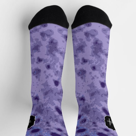 Chaussette Violet violet abstrait motif en détresse Monogramm (Haut)