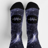 Chaussette Violet violet peri noir galaxie abstraite Monogram (Haut)