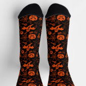 Chaussette Visage Citrouille Halloween Jack-o'-lantern noir (Haut)