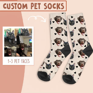 Chaussette Visage de chat et de chien personnalisé, avec le c