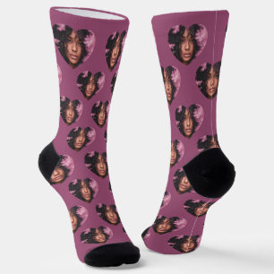 Chaussette Visage de petite amie personnalisé en forme de cœu