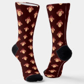Chaussette Visage de singe mignon pixelisé (Angulaire)