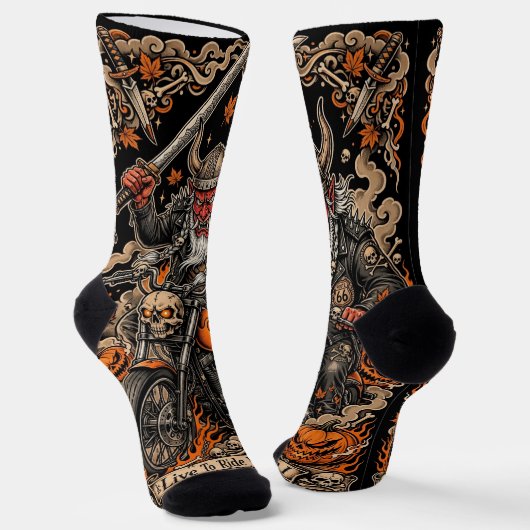 Chaussette Vivez pour Rouler Variation I- Route 66 Samurai On (Angulaire)