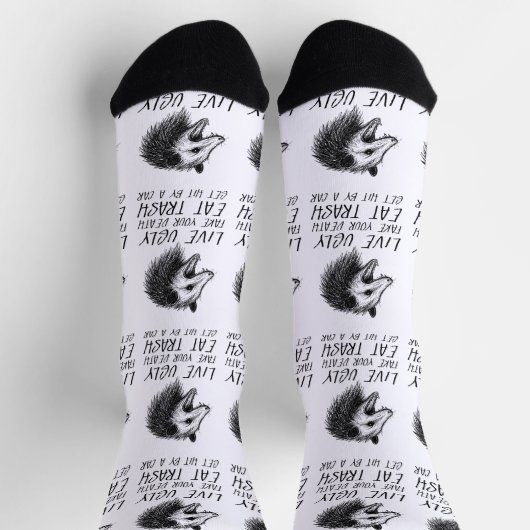 Chaussette Vivez Vilain Fake Votre Mort Manger Trash Drôle Op (Haut)