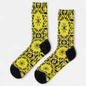 Chaussette Voix kitty de motif noir jaune vif (Gauche)