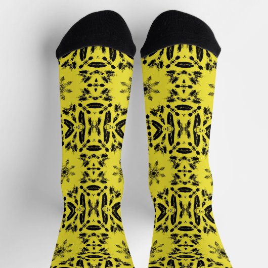 Chaussette Voix kitty de motif noir jaune vif (Haut)