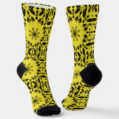 Chaussette Voix kitty de motif noir jaune vif (Angulaire)