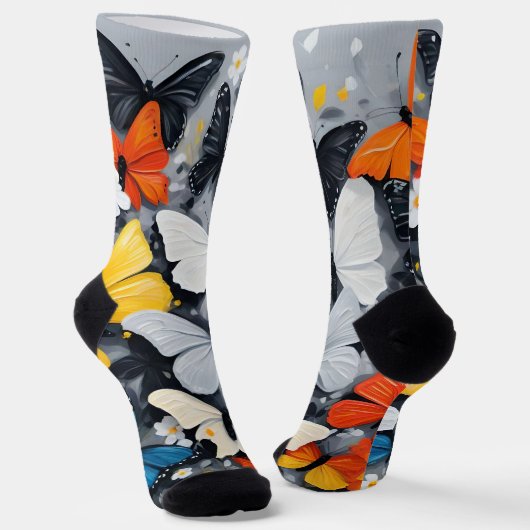 Chaussette "Vol dynamique : Papillons multicolores acryliques (Angulaire)