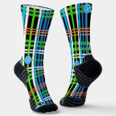 Chaussette Volley or Rally Pickleball Plaid - Black and Blue (Angulaire)