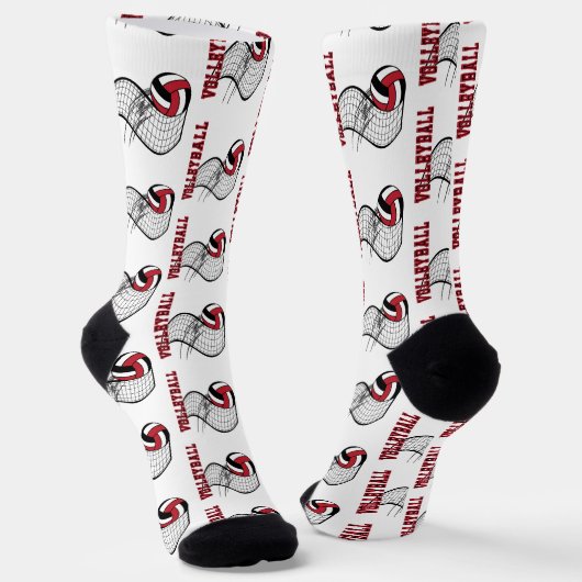 Chaussette Volleyball - Rouge, Noir, Blanc (Angulaire)