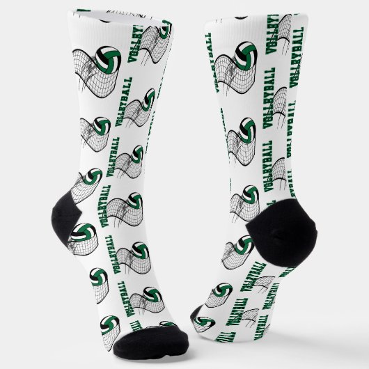 Chaussette Volleyball - Vert foncé, Noir et Blanc (Angulaire)