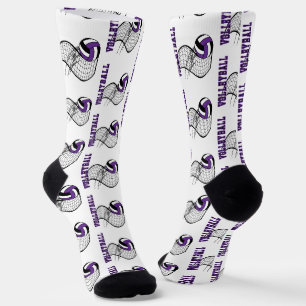 Chaussette Volleyball - Violet, Noir et Blanc