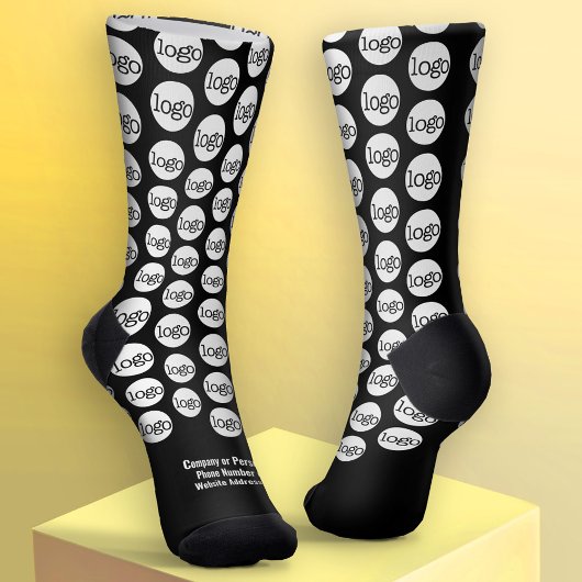 Chaussette Votre logo - Blanc Type - Noir Chaussettes