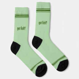 Chaussette Vous avez du poisson ? Poisson vert sur vert pâle 
