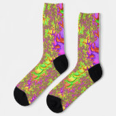 Chaussette Voyage acide coloré psychédélique abstrait fractal (Gauche)
