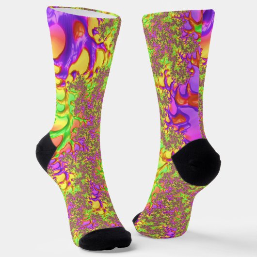 Chaussette Voyage acide coloré psychédélique abstrait fractal (Angulaire)
