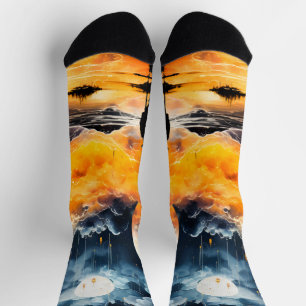 Chaussette Voyageur astronaute Horizon cosmique Journey