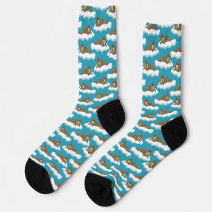 Chaussette Walruses sur Icebergs Motif Turquoise Turquoise Bl