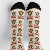 Chaussette Watercolor Christmas Bells With Red Bows Pattern (Haut)