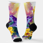 Chaussette Watercolor Ocean Dolphins Tropical Flowers (Angulaire)