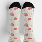 Chaussette Watercolor Pigs And Flowers Seamless Pattern (Haut)