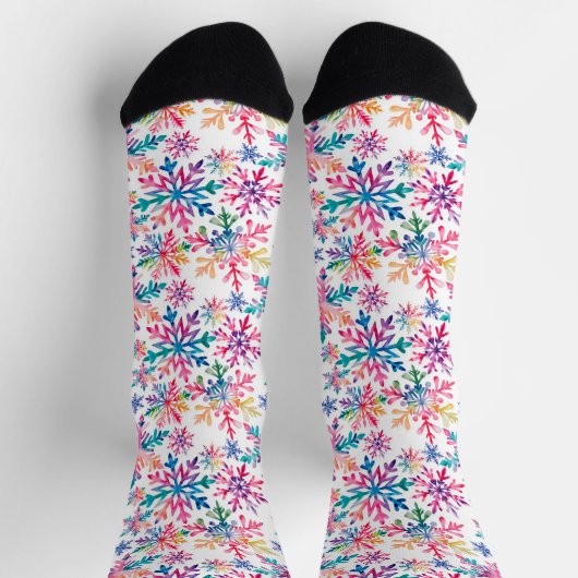 Chaussette Watercolor Snowflakes Pattern (Haut)