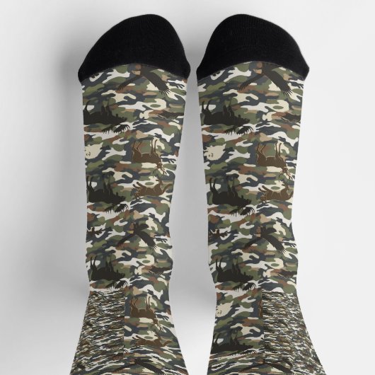 Chaussette Watercolor Style Camouflage Camo with Animals (Haut)