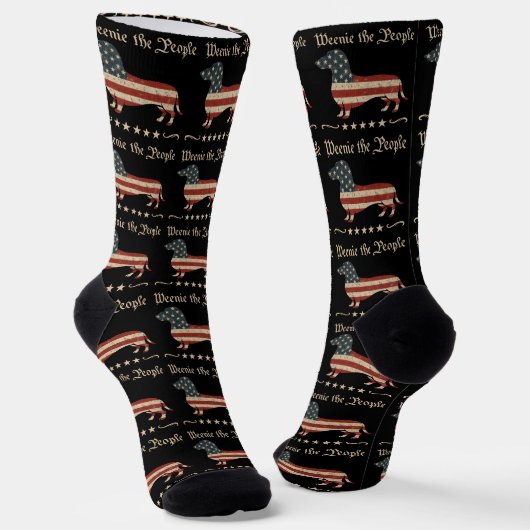 Chaussette Weenie Le Peuple Dachshund 4 juillet (Angulaire)