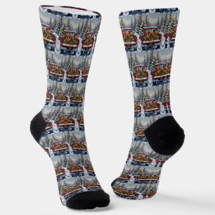 Chaussette Weimaraner Noël Camion Rouge Fêtes de fin d'année