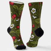 Chaussette Wens et fraises sur vert foncé (Angulaire)