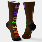 CHAUSSETTE WESOMOMY POSTIVE HAPPY UPLIFTING TEXT RAINBOW BROW (Angulaire)