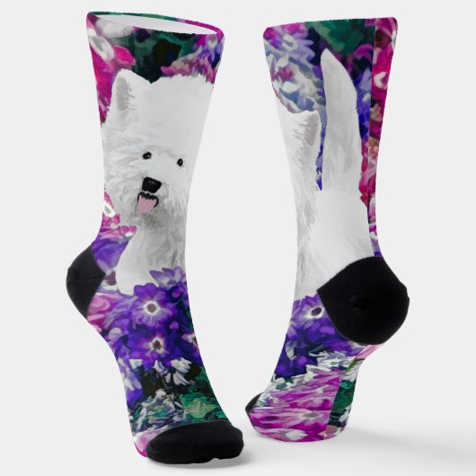 Chaussette West Highland White Terrier Peinture Chien Art (Angulaire)